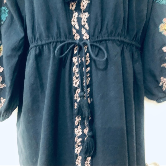 ZARA BLUE COTTON FLORAL EMBROIDERED BOHO DRESS.SIZE SMALL - Picture 5 of 12